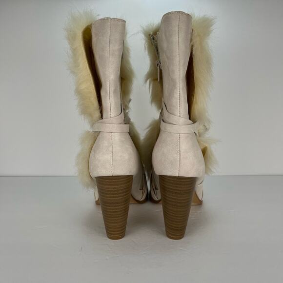Penny Loves Kenny Aper Boots Vegan Leather Faux Fur Mid Calf Bow Womens Size 9 - Picture 9 of 11